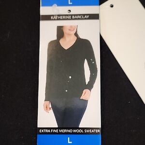 Katherine Barclay Black Merino Wool Sweater